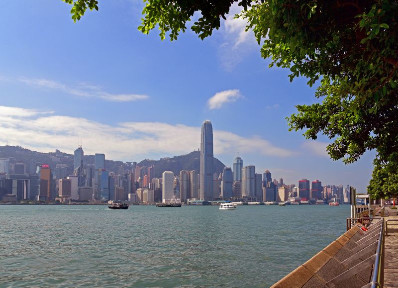 Die Skyline von Hongkong Island