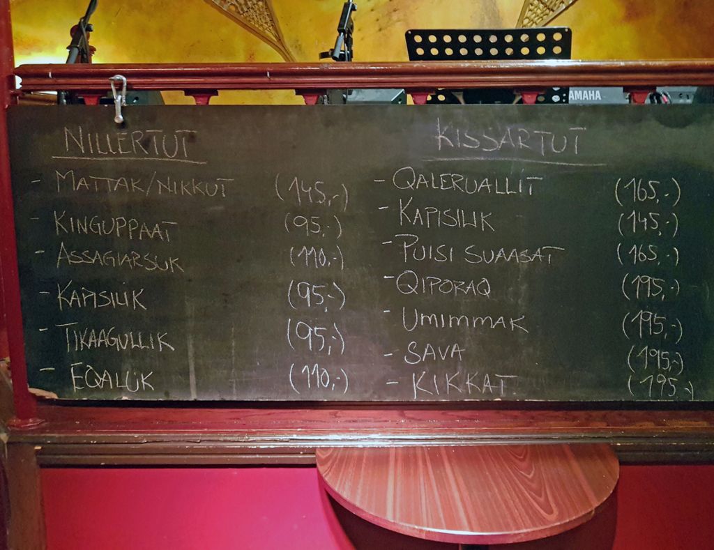 Speisekarte Restaurant „Kalaaliaraq“, Nuuk