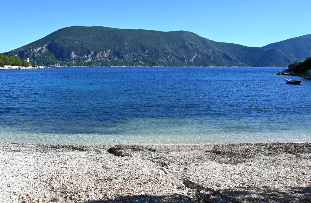 Blick von Fiskardo auf die Insel Ithaka