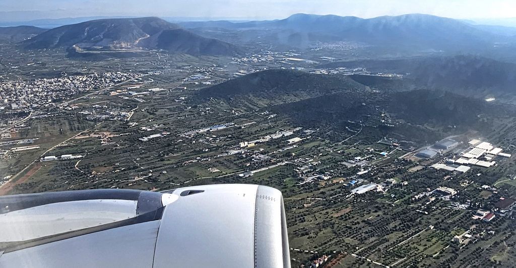 Kurz nach dem Start auf dem Flug von Athen nach Frankfurt am Main