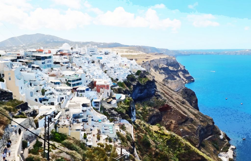 Blick auf Thira auf Santorin